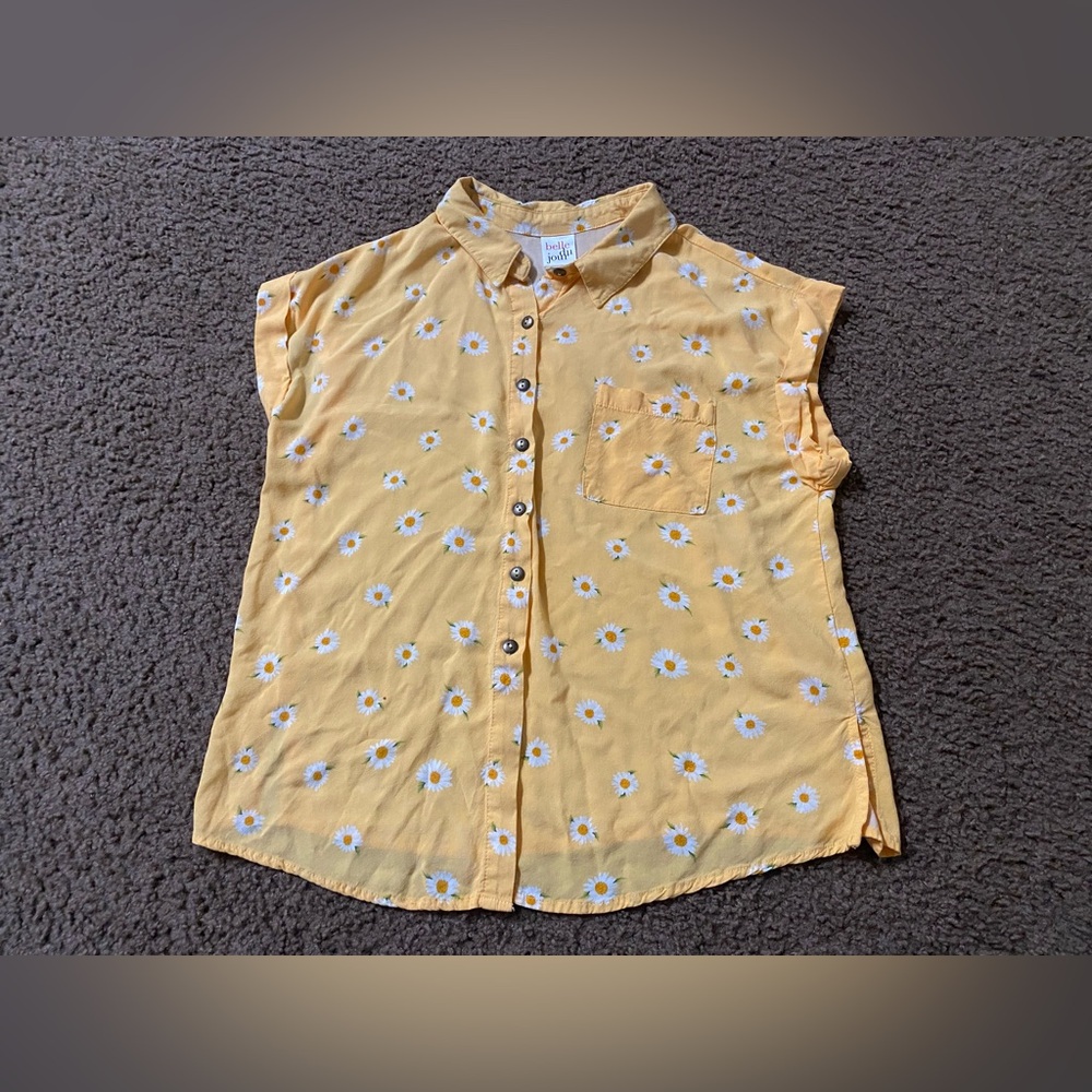 ☀️Belle Du Jour yellow floral shirt